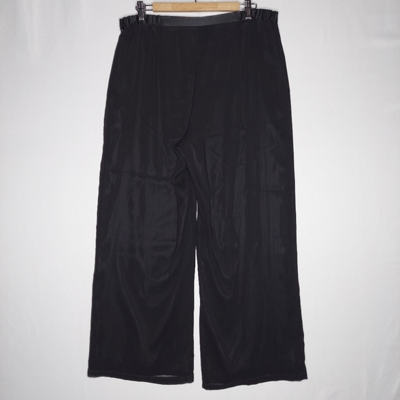 JS Collections Wide Leg Pants 16 Black Sheer Chiffon Lined Zip Side Office Party - Picture 2 of 10